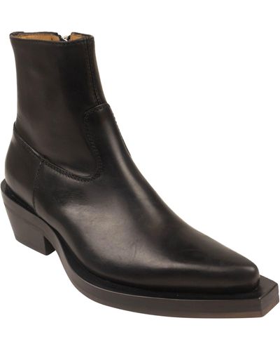 Ion Pointed Leather Ankle Boots - Black