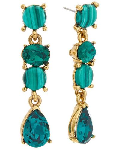 Oscar de la Renta Fall 2023 14k Malachite Drop Earrings - Blue