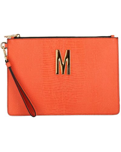 Moschino M-logo Leather-embossed Wristlet - Red