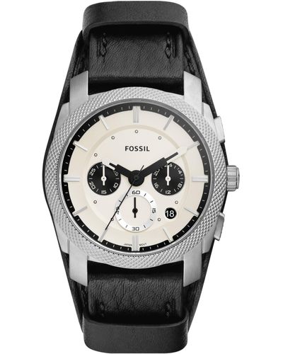 Fossil Machine Quartz Stainless Steel And Silicone Chronograph Watch - Black