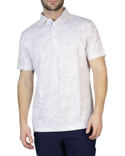 Tailorbyrd Floral Print Luxe Pique Polo - White