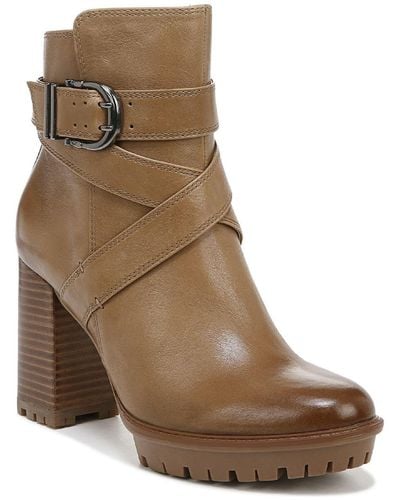 Naturalizer Lyra Leather Ankle Booties - Brown