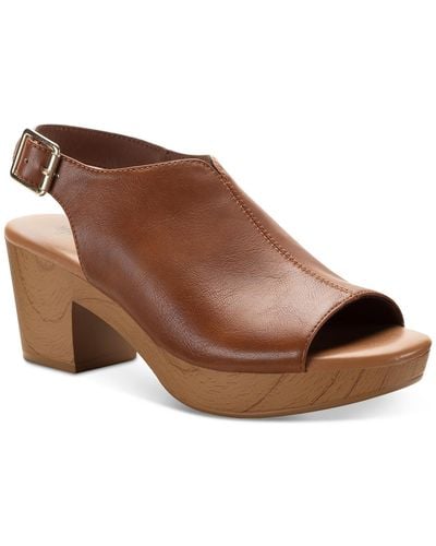 Style & Co. Amaraa Faux Leather Buckle Clogs - Brown