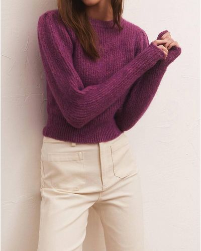 Z Supply Vesta Long Sleeve Sweater - Purple