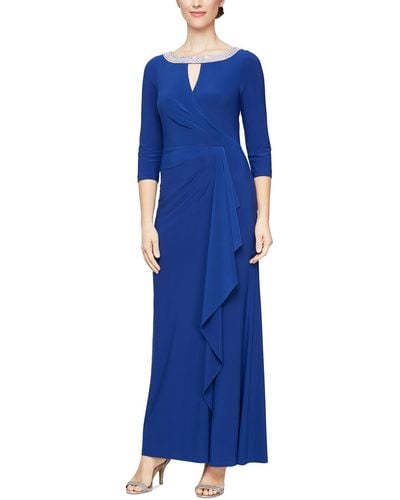 Alex Evenings Jersey Embellished Evening Dress - Blue