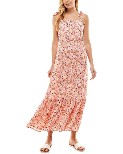 Kingston Grey Juniors Floral Print Long Maxi Dress - Pink