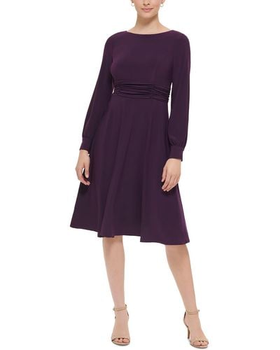 Jessica Howard Petites Ruched Waist Knee Wear To Work Dress - Purple