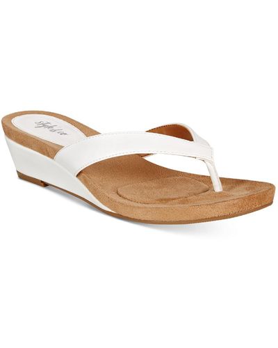 Style & Co. Haloe2p Faux Leather Slip On Thong Sandals - White