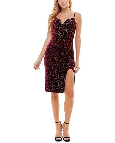 City Studios Embellished Knee Length Cocktail And Party Dress - Red