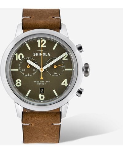 Shinola Detroit The Traveler S0120250985 2 Eye Chronograph Watch - Green