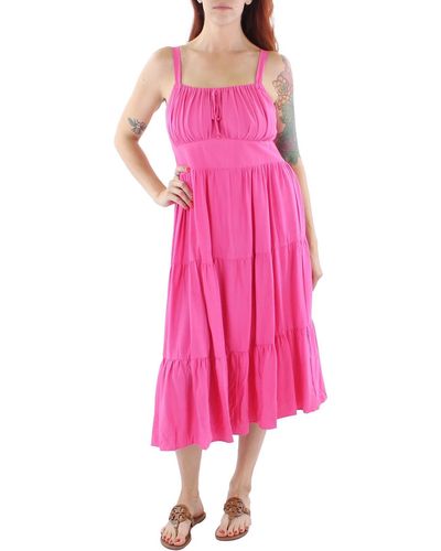 INC Tiered M Midi Dress - Pink
