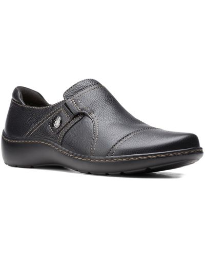 Clarks Leather Comfort Flats Shoes - Black