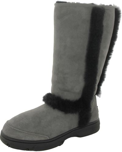 UGG Sunburst Suede Tall Shearling Boots - Gray