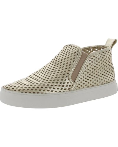 Jibs Mid Rise Leather Perforated Slip-on Sneakers - Natural