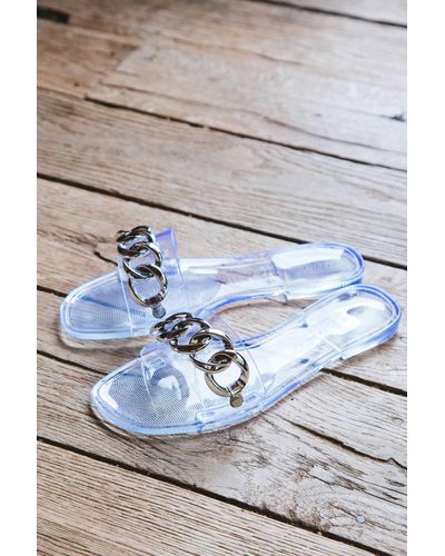 Chinese Laundry Midsummer Slide Sandal In Clear - Blue