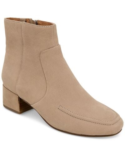 Gentle Souls Ella Apron Bootie Leather Block Heel Booties - Natural