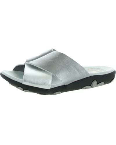 Jambu Bloom Leather Metallic Slide Sandals - Gray