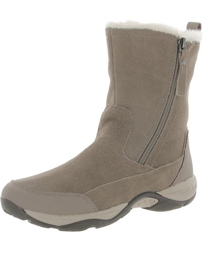 Easy Spirit Exparunn Suede Faux Fur Winter & Snow Boots - Gray