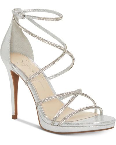 Jessica Simpson Jaeya Rhinestone Strappy Dress Sandals - White