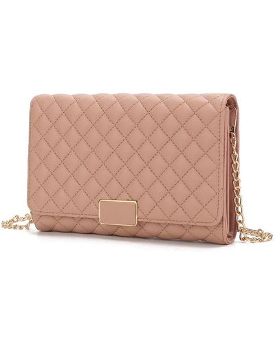 MKF Collection by Mia K Gretchen Quilted Vegan Leather Envelope Clutch Crossbody - Pink