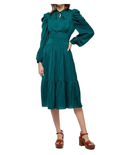 Stellah Obi Tie Front Midi Dress - Green