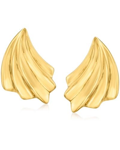 Ross-Simons Italian 14kt Gold Curved Drop Earrings - Yellow