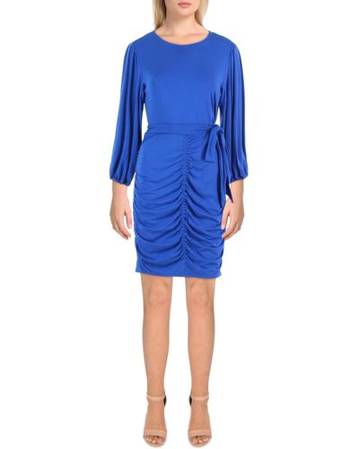 DKNY Ruched Puff Sleeve Sheath Dress - Blue