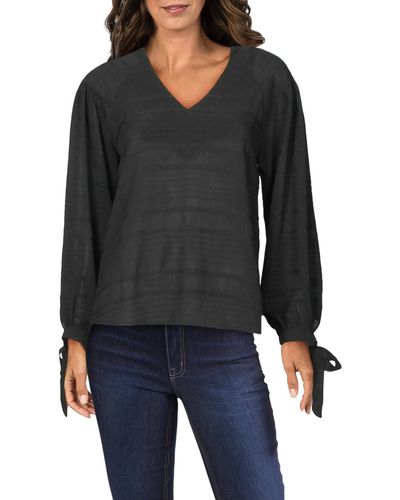 Collective Concepts Ruffled Tie-sleeves Top - Black