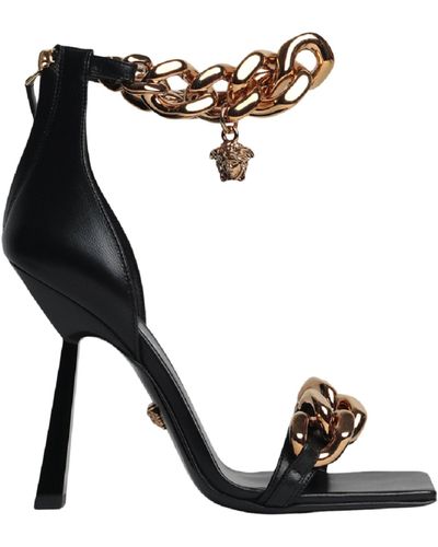 Versace Medusa Chain Heel Sandals - Metallic