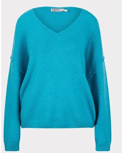 EsQualo V Neck Sweater - Blue