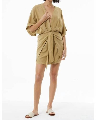 Young Fabulous & Broke Willa Wrap Dress In Willow Pigment - Natural