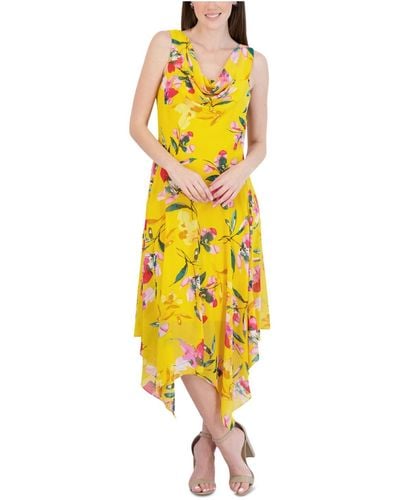 Signature By Robbie Bee Petites Wedding Floral Fit & Flare Dress - Yellow