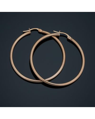 Fremada 14k Rose Hoop Earrings (35 Mm) - Metallic