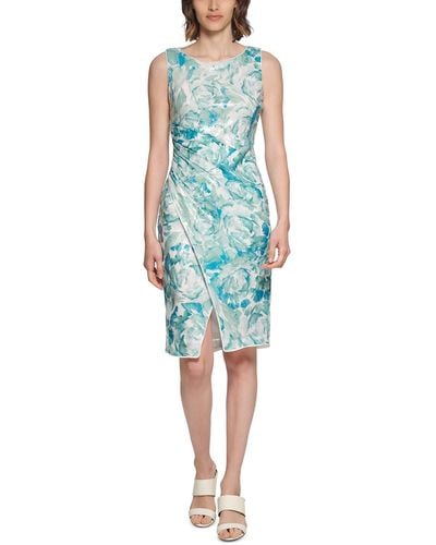 Calvin Klein Sequin Sleeveless Sheath Dress - Blue