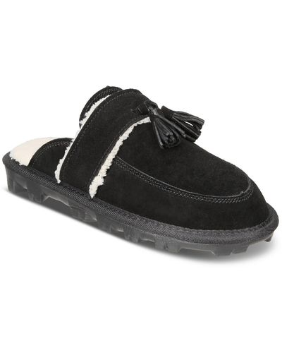 Style & Co. Laneyy Indoor/outdoor Sole Suede Loafer Slippers - Black