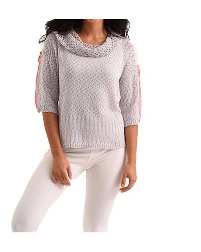 French Kyss Raquelle Cowl-neck Crochet Top - Gray