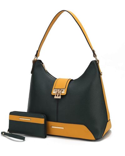 MKF Collection by Mia K Graciela Hobo Vegan Leather Color Block Handbag - Black