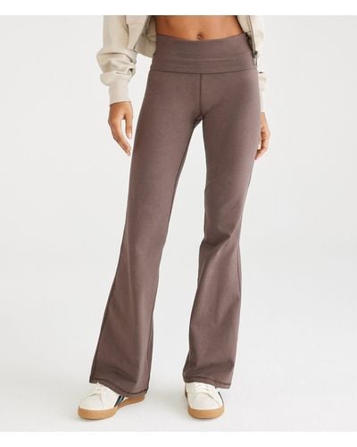 Aéropostale Flare High-rise Fold-over Pants - Brown
