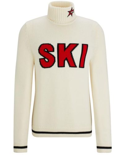 BOSS X Perfect Moment Virgin-wool Sweater With 'ski' Intarsia - White
