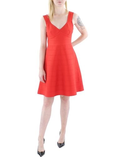 Bebe Summer Bandage Fit & Flare Dress - Red