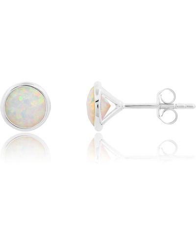 Nicole Miller Sterling Silver Round Cut 6mm Gemstone Bezel Set Stud Earrings - White