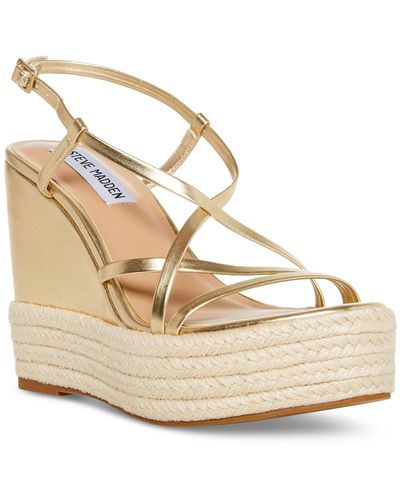 Steve Madden Whitlee Faux Leather Dressy Wedge Sandals - Metallic