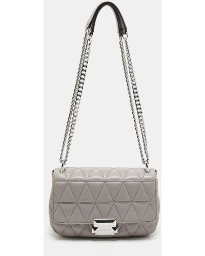 Michael Kors Quilted Leather Small Sloan Studded Chain Shoulder Bag - Gray