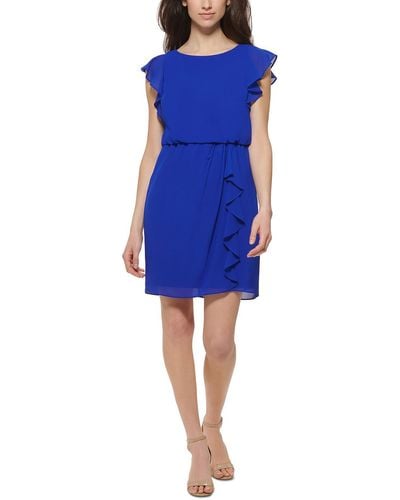 Jessica Howard Ruffled Short Mini Dress - Blue
