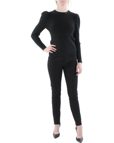 Cliche Causal Ribbed Pullover Top - Black