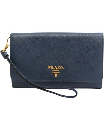 Prada Saffiano Leather Wallet (pre-owned) - Blue