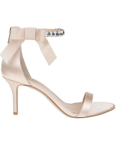 Badgley Mischka Jayne Satin Embellished Evening Sandals - White