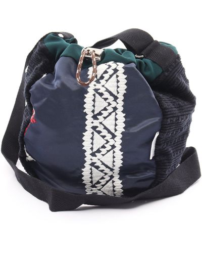 Sacai Zantan Shoulder Bag Eco Bag Fabric Navy Color Purse 2way - Blue