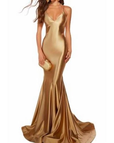Alyce Paris Satin Mermaid Gown - Brown