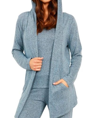 French Kyss Open Hoodie Duster - Blue